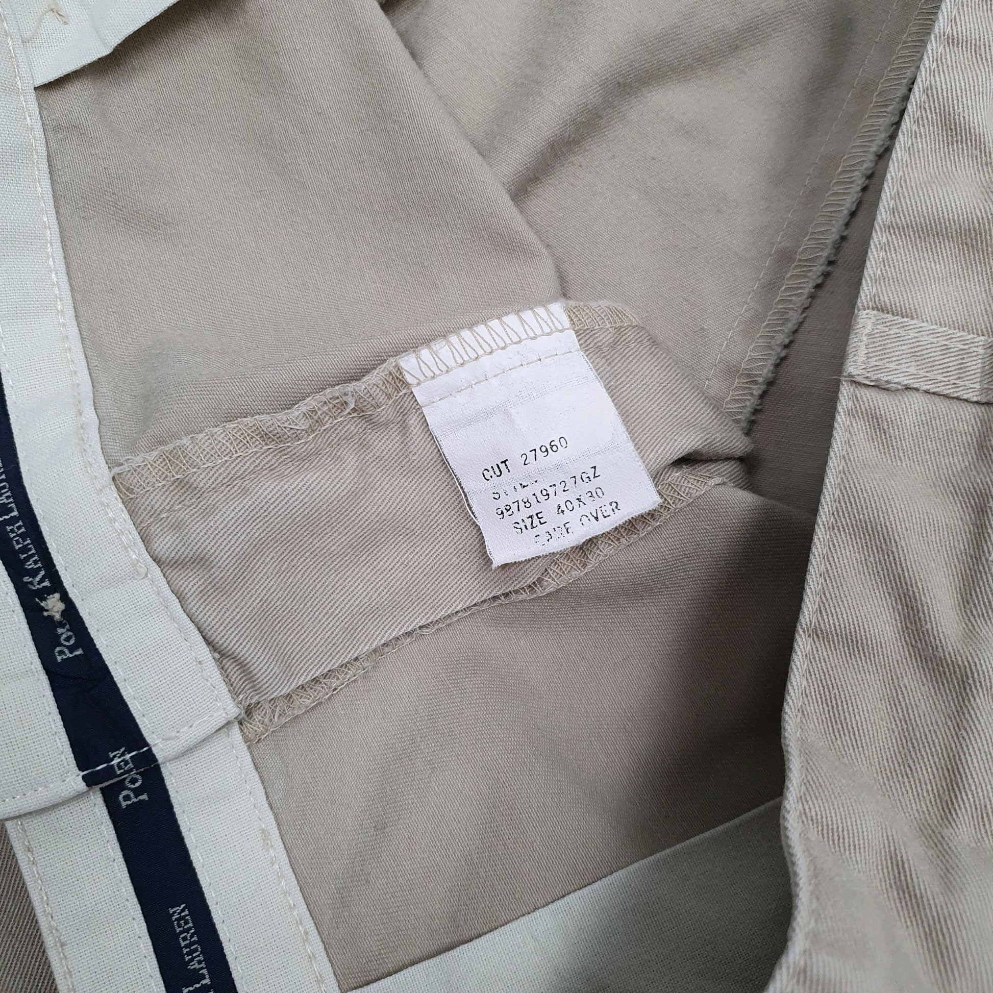 Mens Beige Polo Ralph Lauren Vintage 90s Made In USA Pleated  Trousers