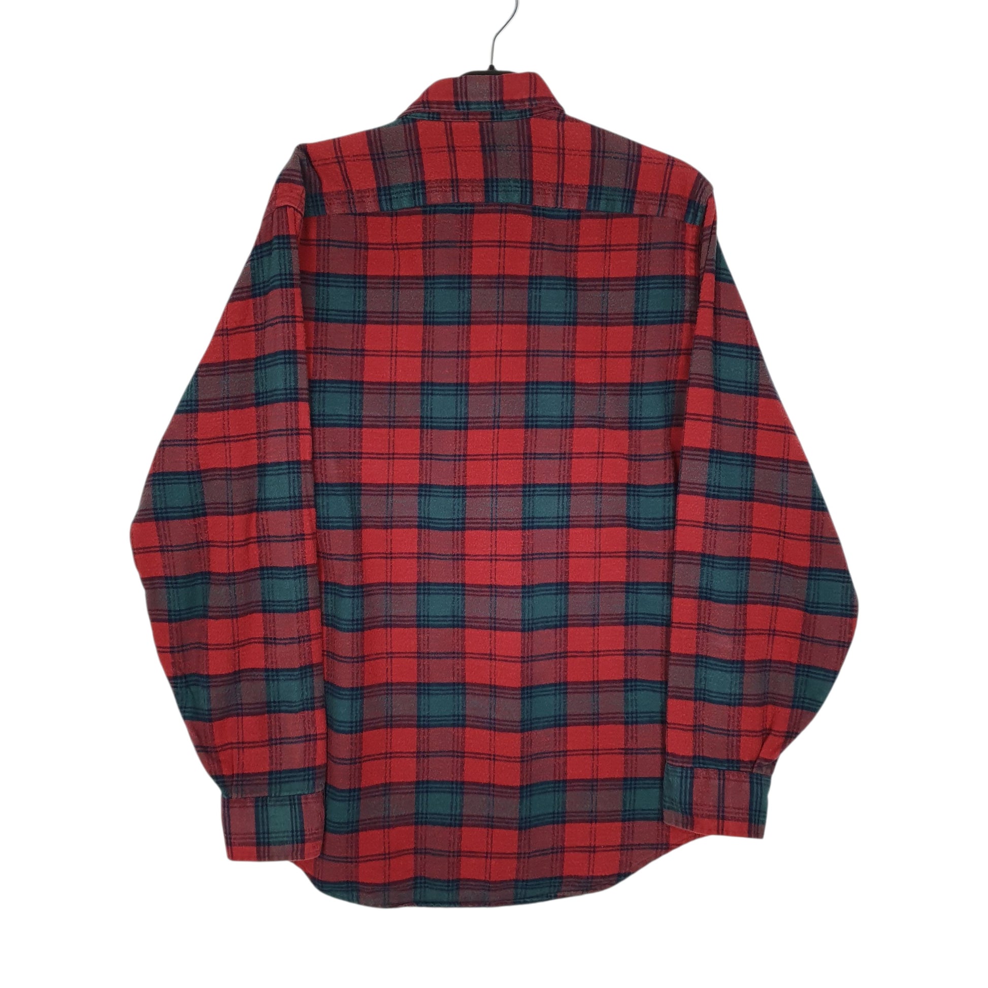 Mens Red L.L.Bean Vintage 90s Made in USA Thick Flannel Plaid  Shirt