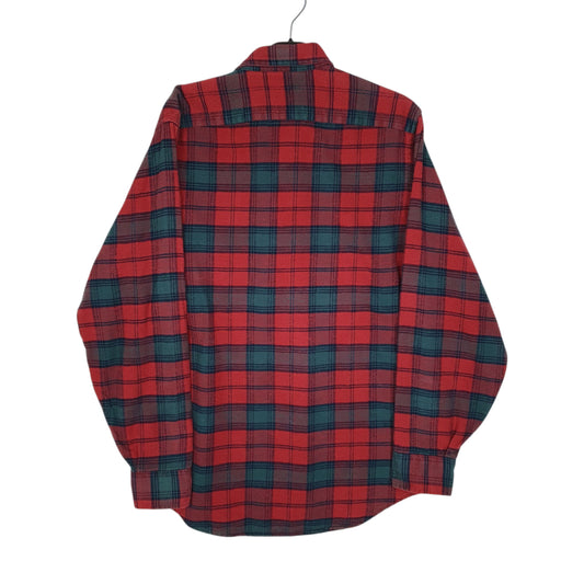 Mens Red L.L.Bean Vintage 90s Made in USA Thick Flannel Plaid  Shirt