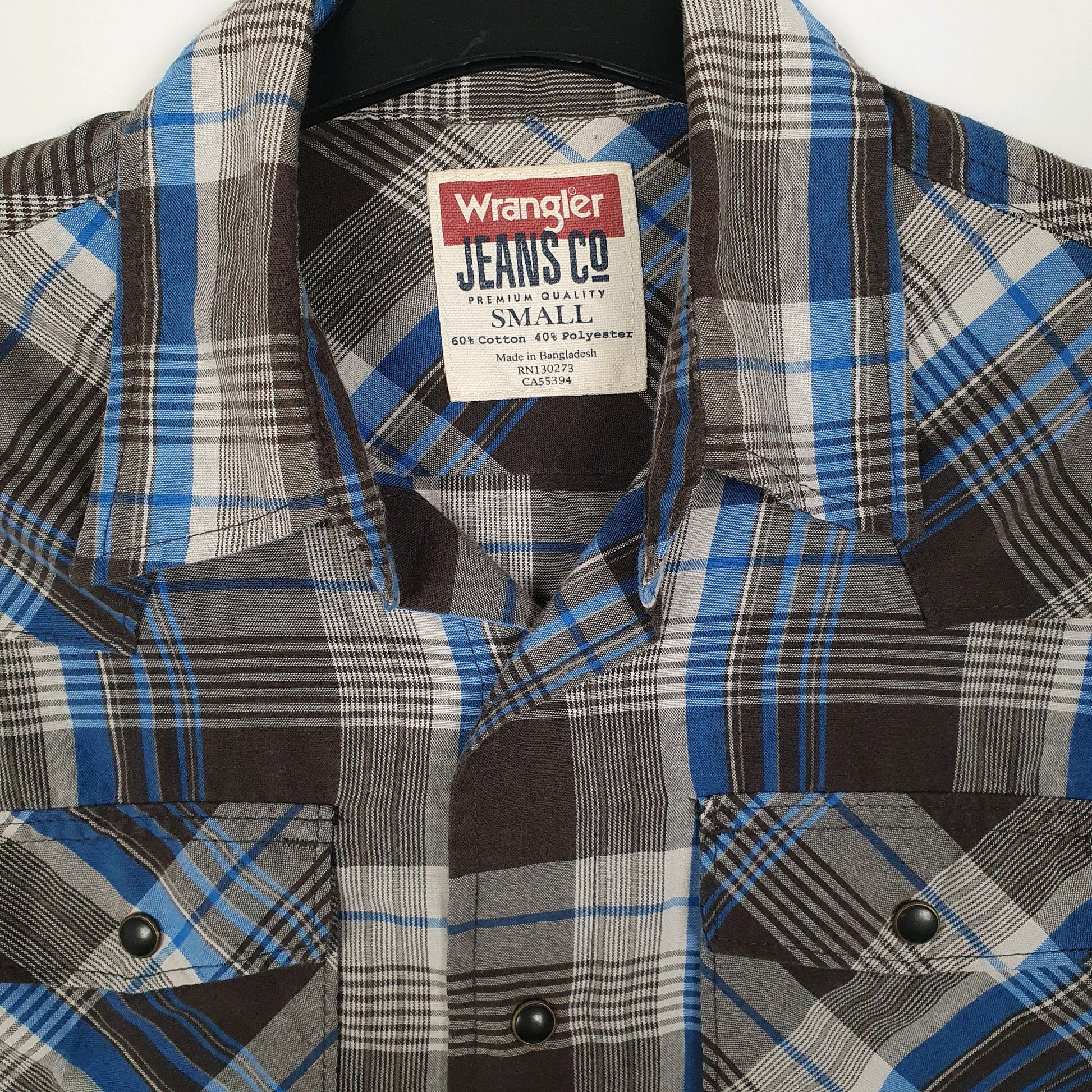 Mens Grey Wrangler Pearl Snap Rodeo  Shirt