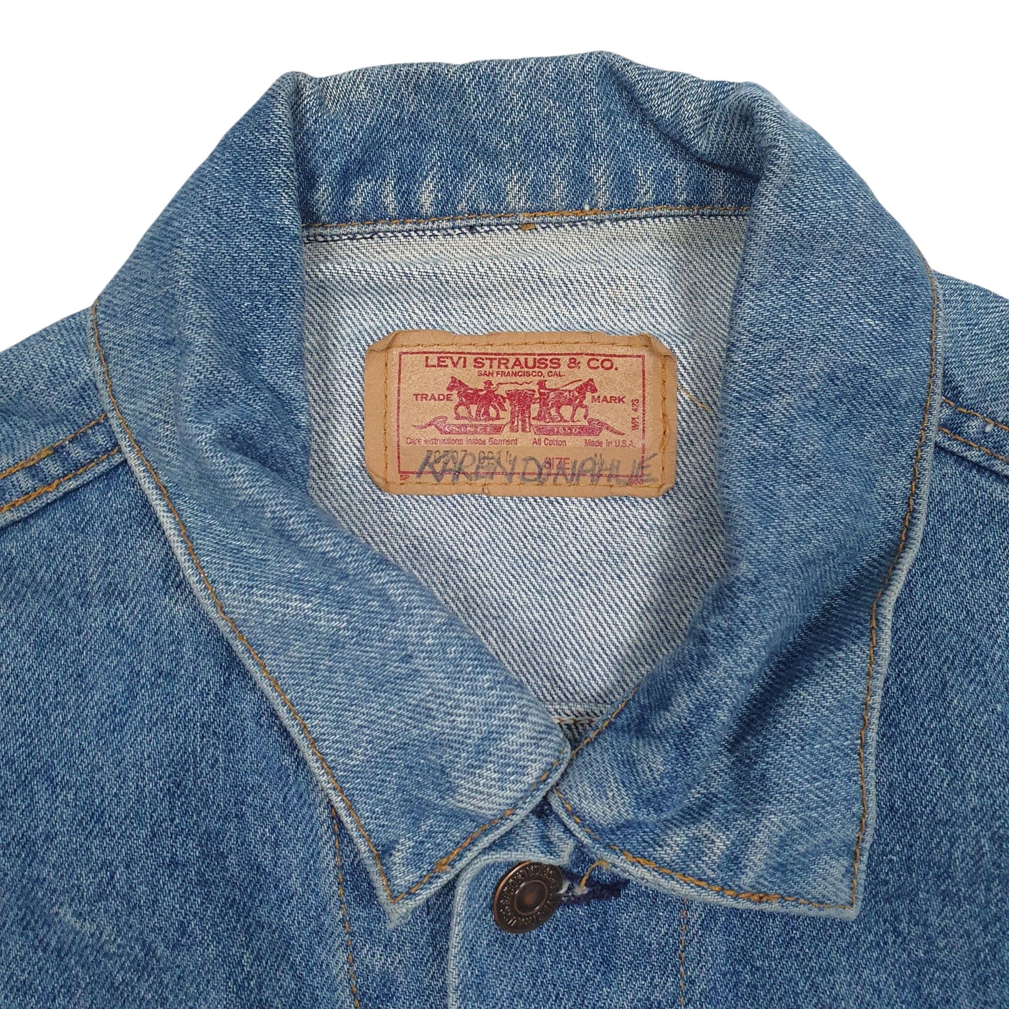 Mens Blue Levis Vintage 90s Type 3 Trucker Hoodie Coat