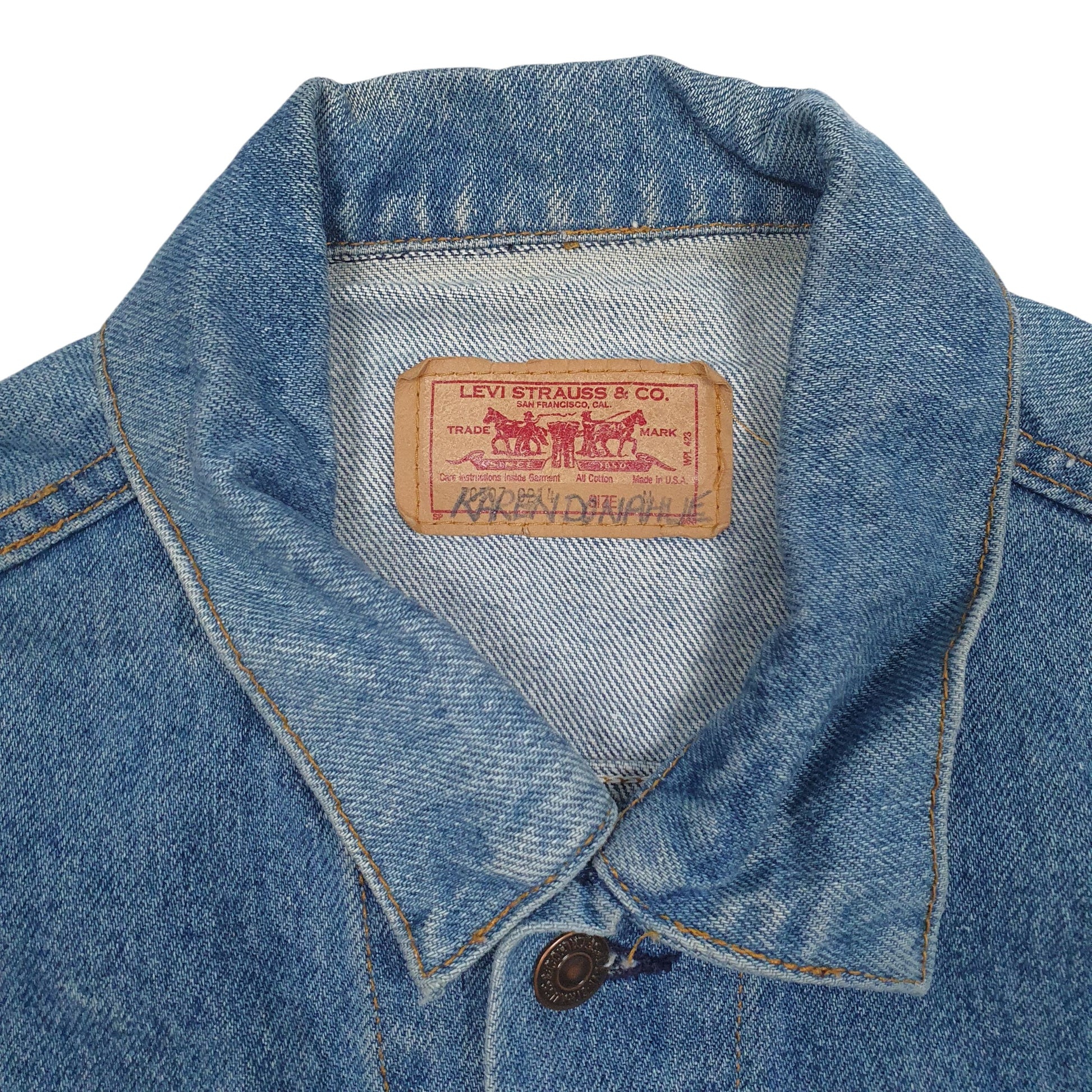 Mens Blue Levis Vintage 90s Type 3 Trucker Hoodie Coat