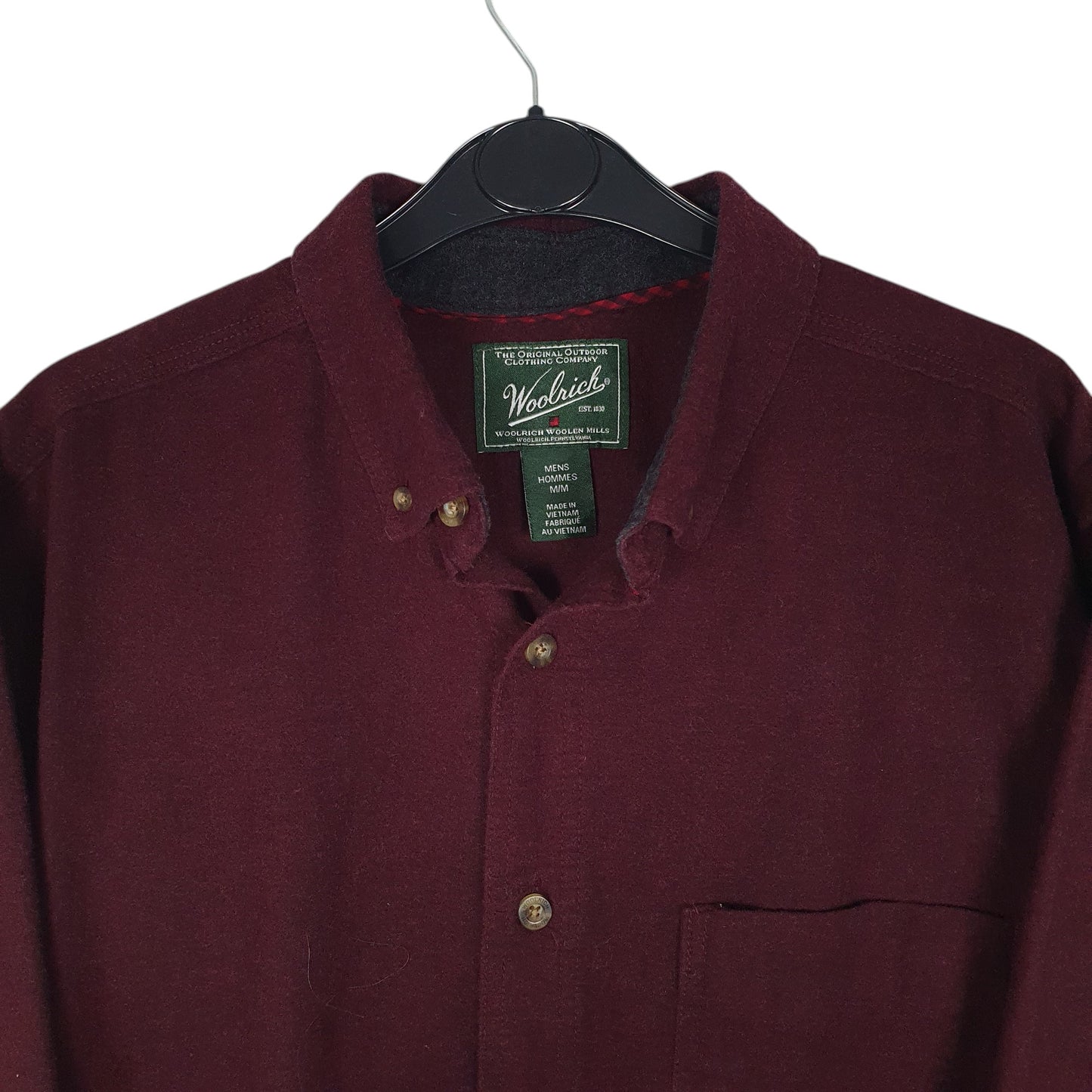 Mens Burgundy Woolrich Thick Chamois  Shirt