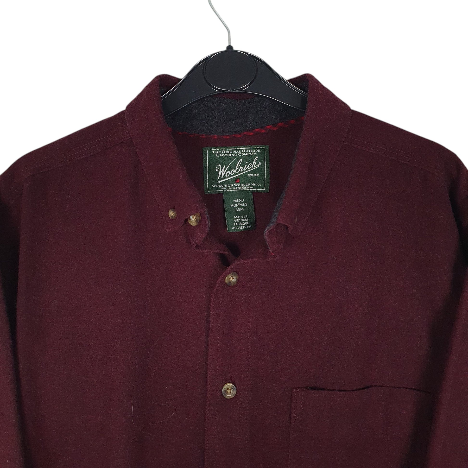 Mens Burgundy Woolrich Thick Chamois  Shirt