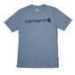 Mens Blue Carhartt Spellout Short Sleeve T Shirt
