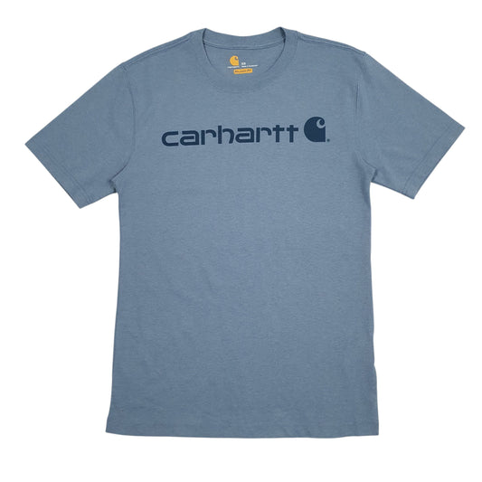 Mens Blue Carhartt Spellout Short Sleeve T Shirt