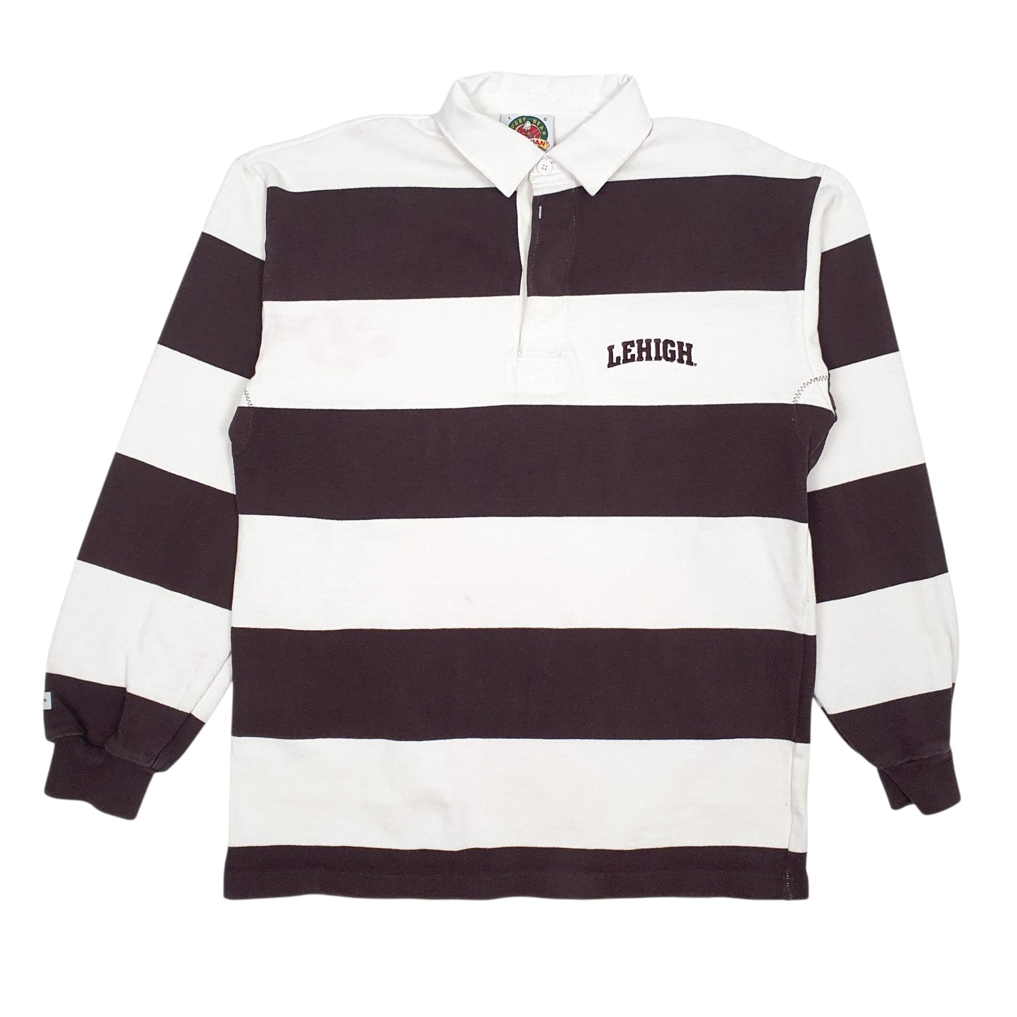 Mens White Barbarian Rugby Long Sleeve Polo Shirt