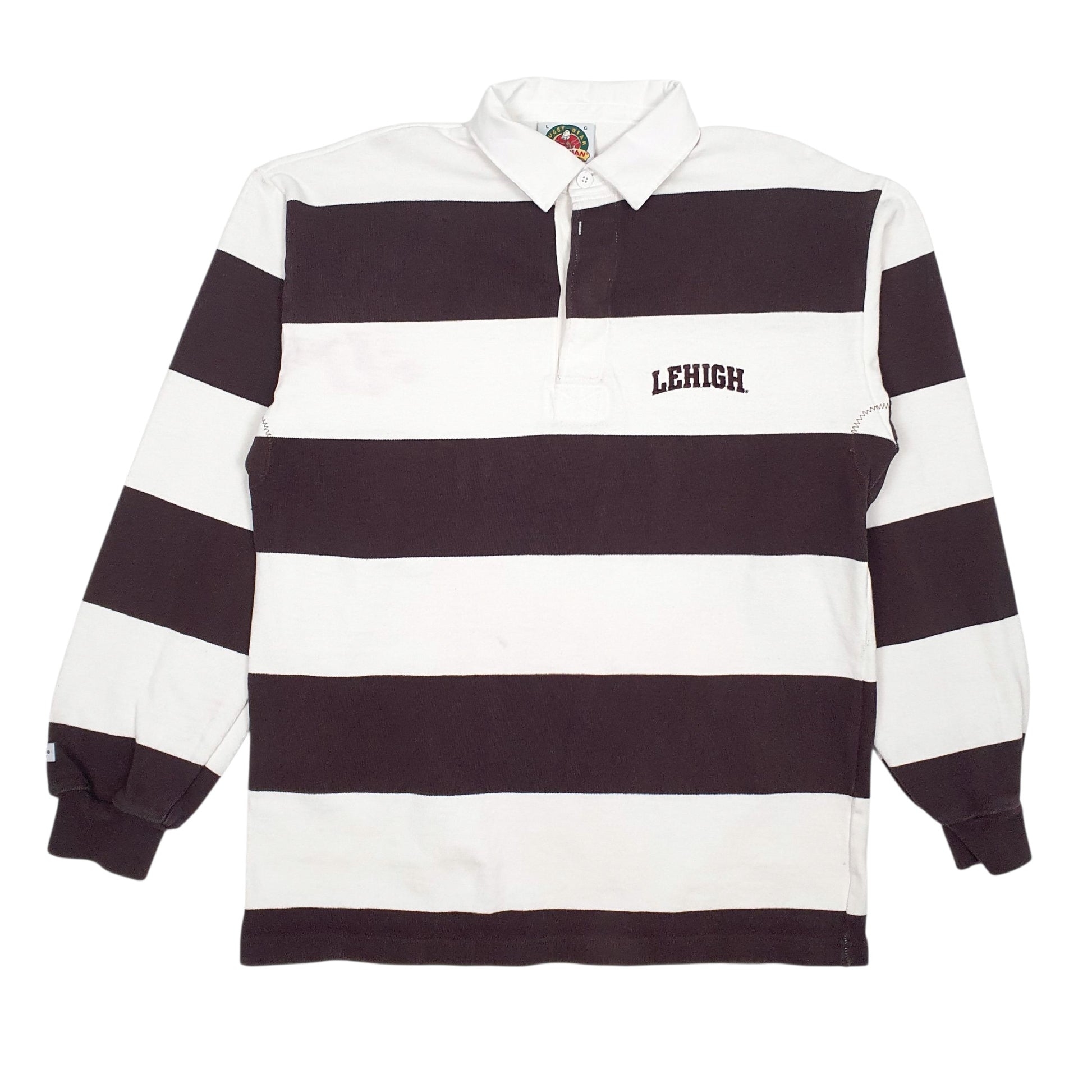 Mens White Barbarian Rugby Long Sleeve Polo Shirt