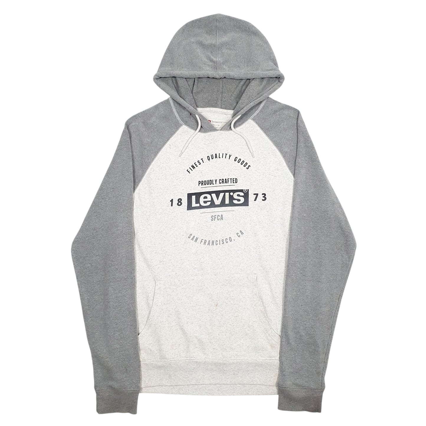 Mens Grey Levis Spellout Hoodie Jumper