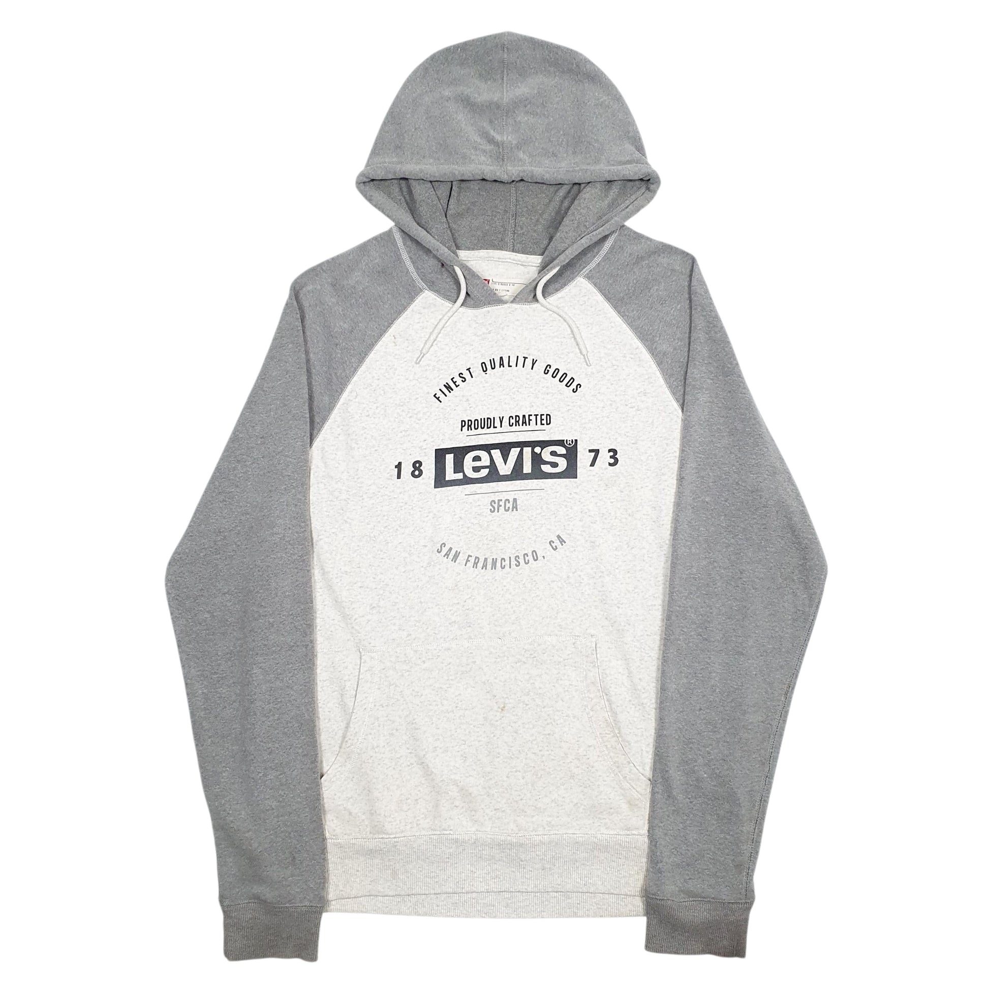 Mens Grey Levis Spellout Hoodie Jumper
