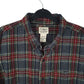 Mens Grey L.L.Bean Thick Flannel Plaid  Shirt