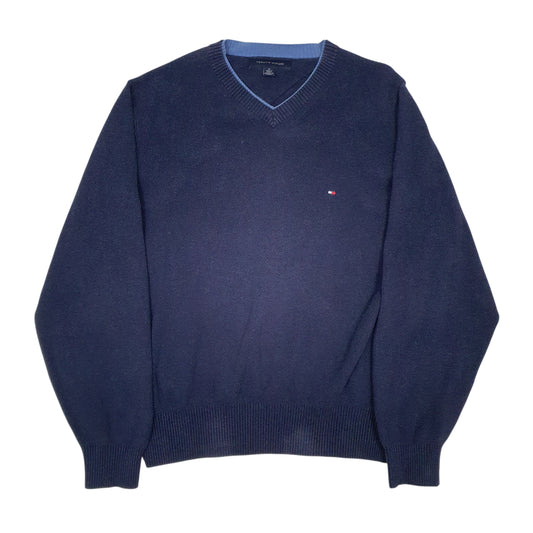 Mens Navy Tommy Hilfiger  V Neck Jumper