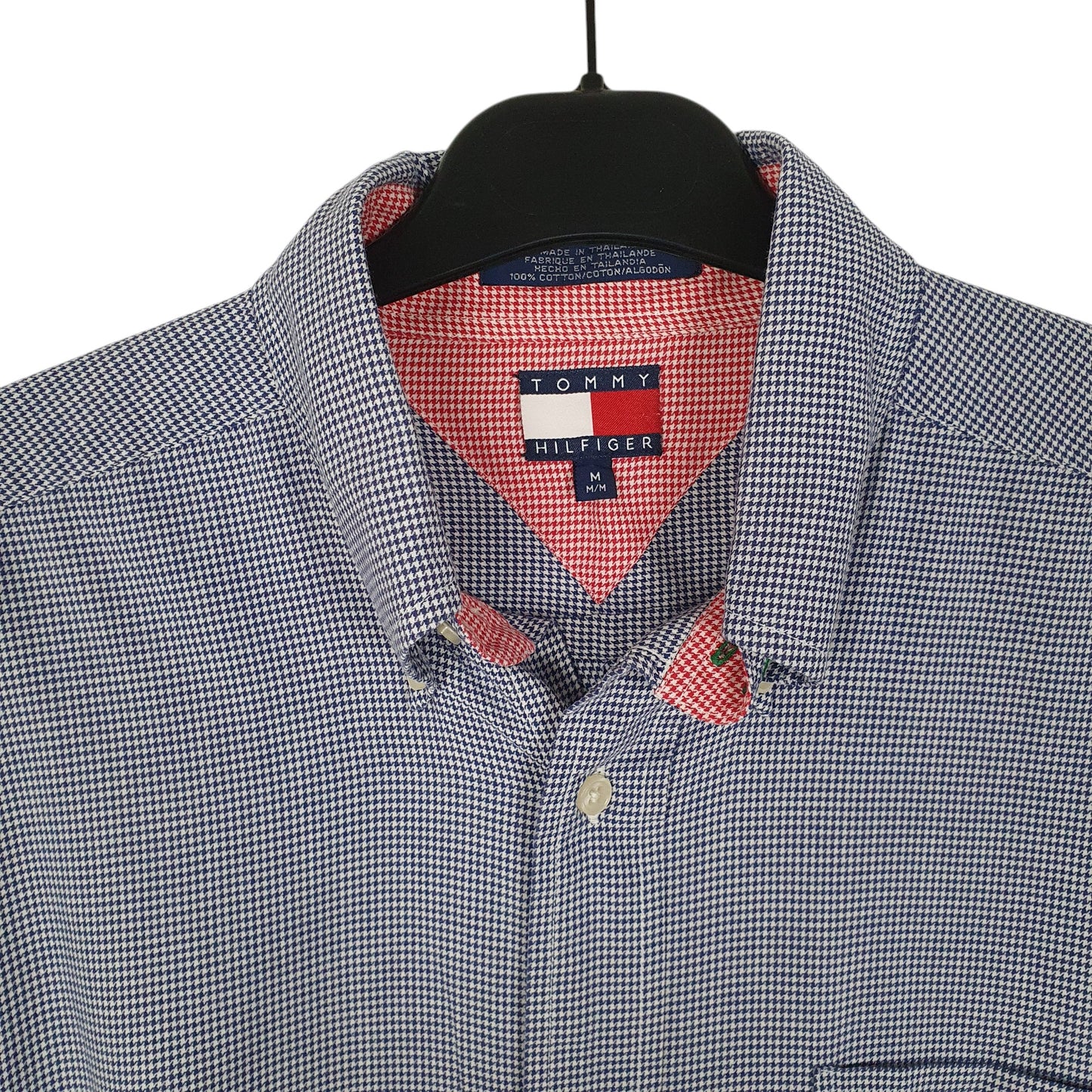 Mens Blue Tommy Hilfiger Houndstooth Vintage 00s  Shirt