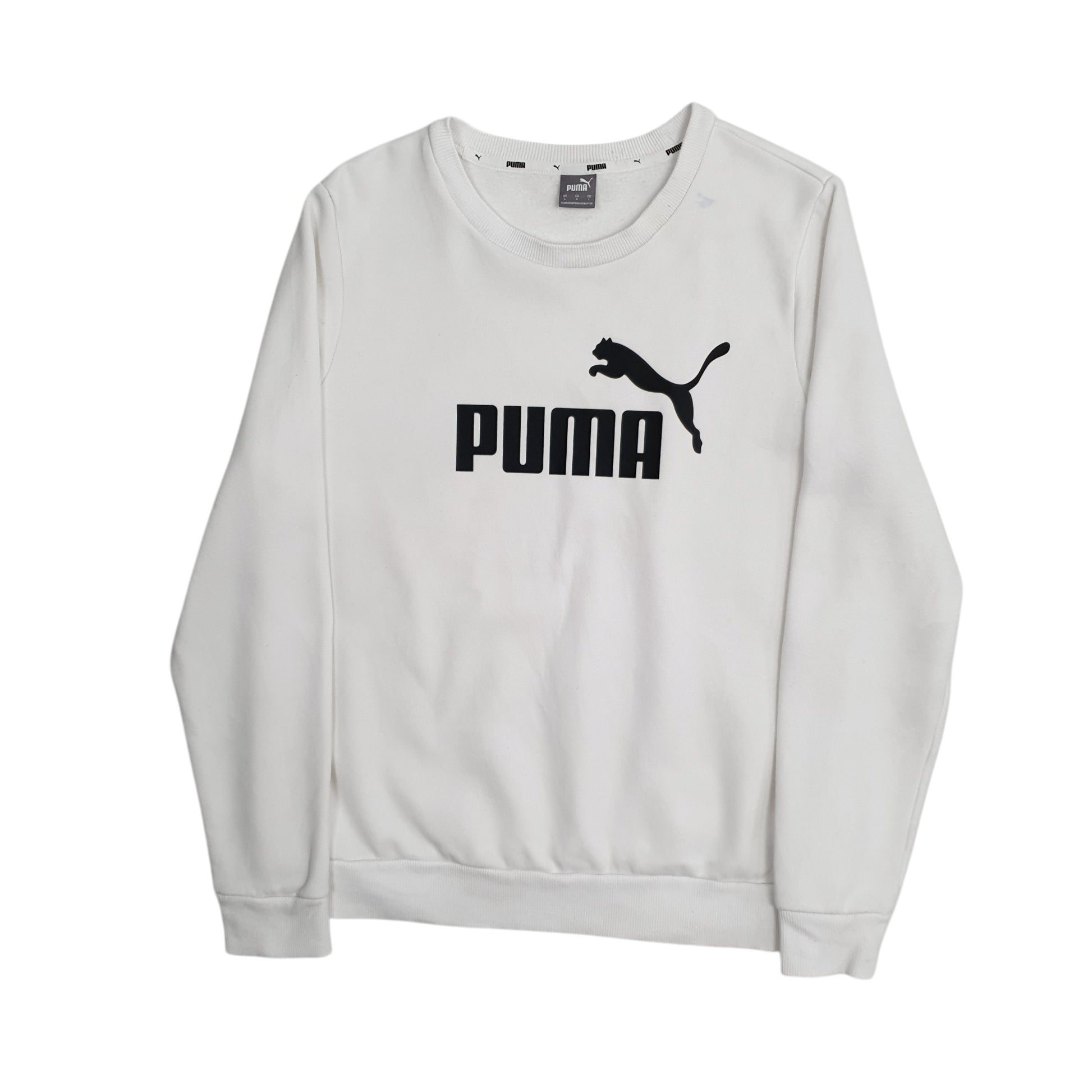Womens White Puma  Crewneck Jumper