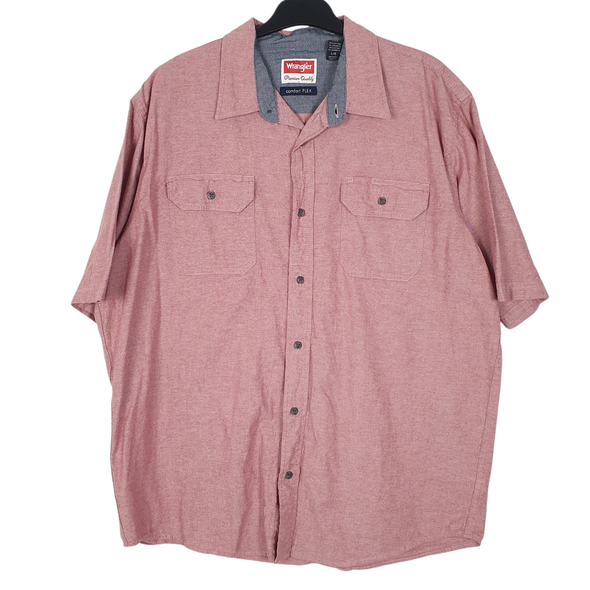 Mens Pink Wrangler Comfort Flex Short Sleeve Shirt