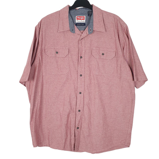 Mens Pink Wrangler Comfort Flex Short Sleeve Shirt
