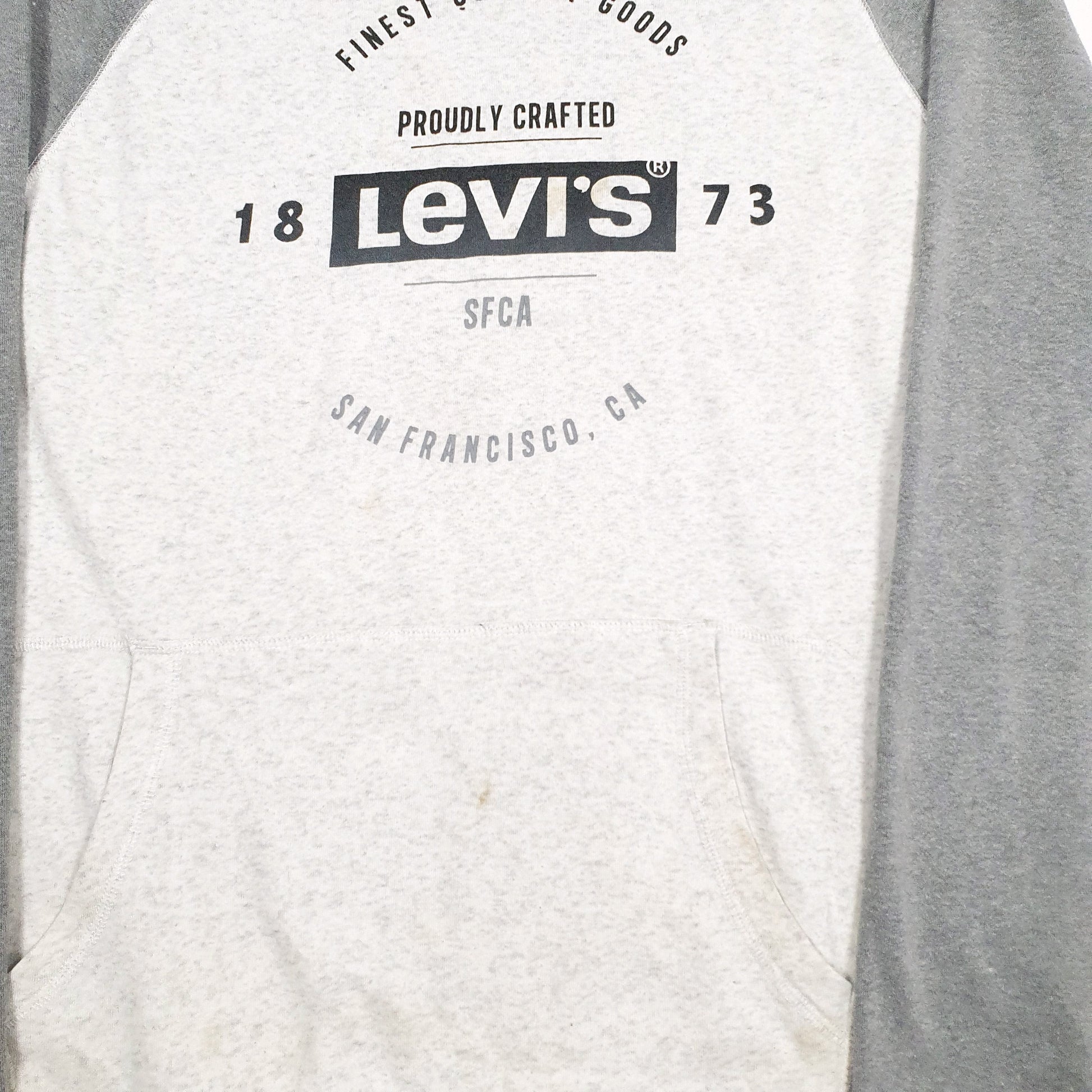 Mens Grey Levis Spellout Hoodie Jumper