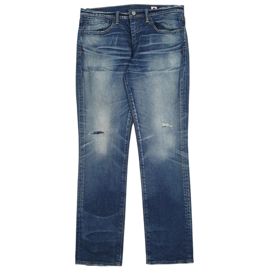 Mens Blue Levis Distressed Made In Japan 511 JeansW34 L32