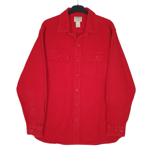Mens Red L.L.Bean Thick Chamois Long Sleeve Shirt