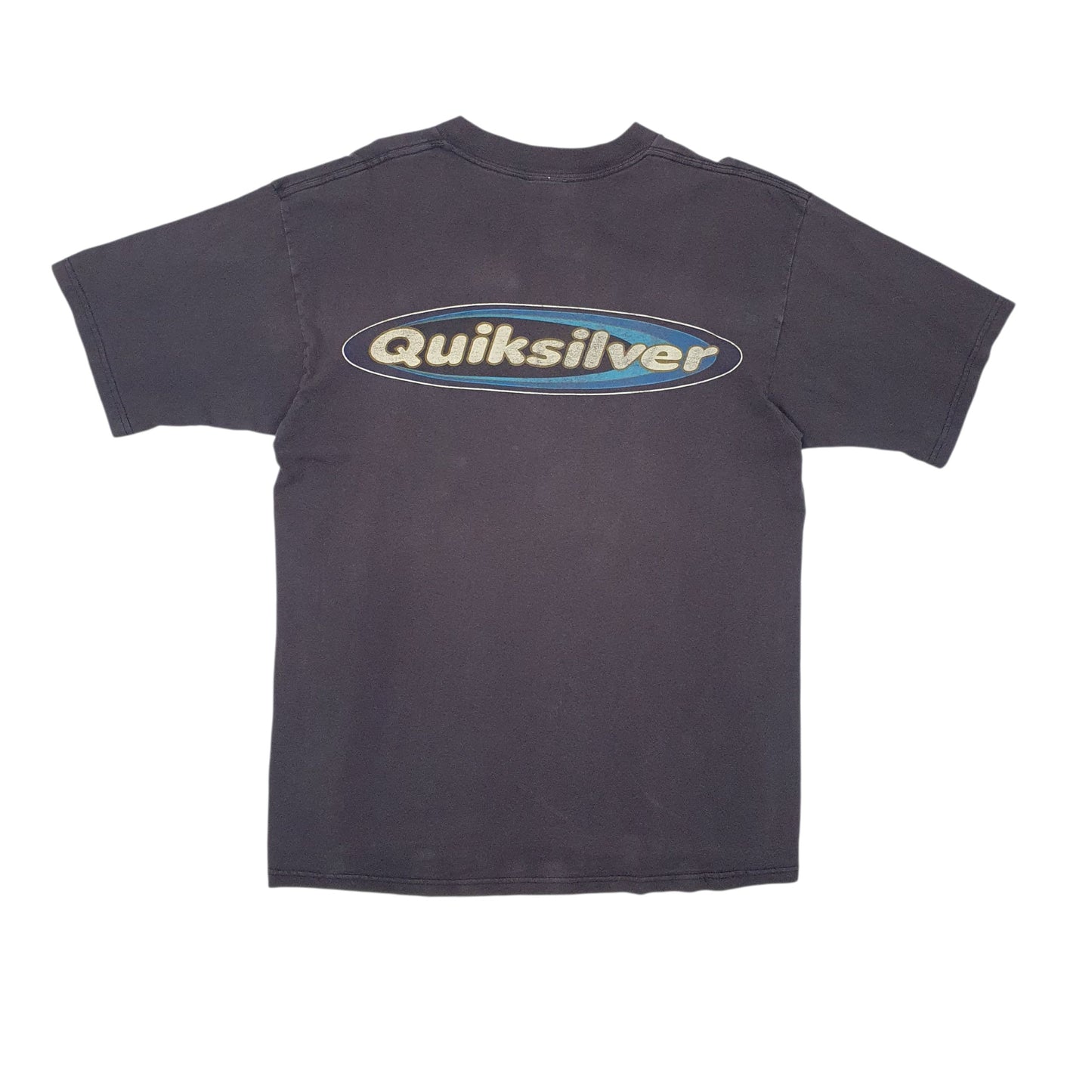 Mens Black Quicksilver Vintage Made In USA Crewneck T Shirt