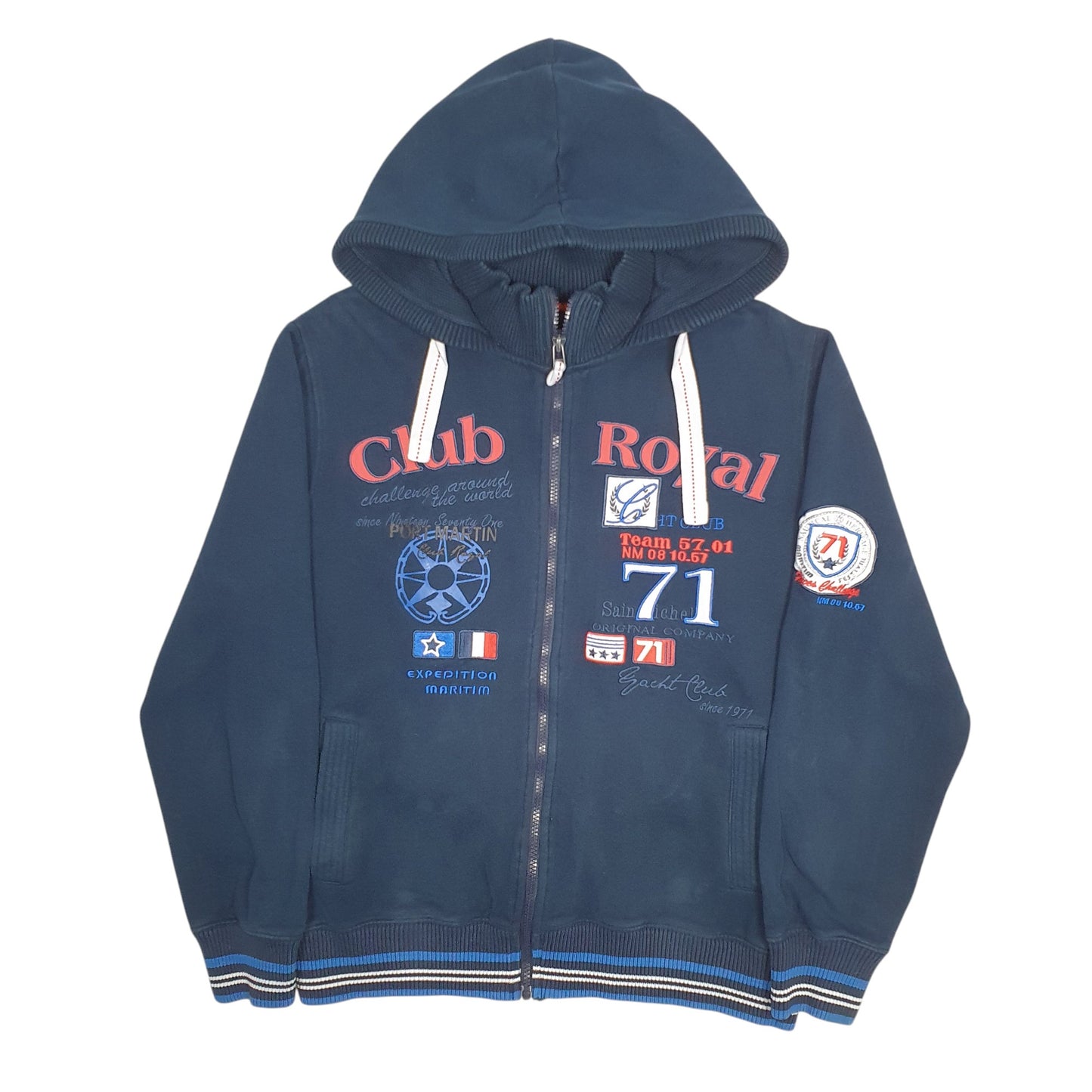 Mens Navy Polo Selection Hoodie Full Zip Jumper