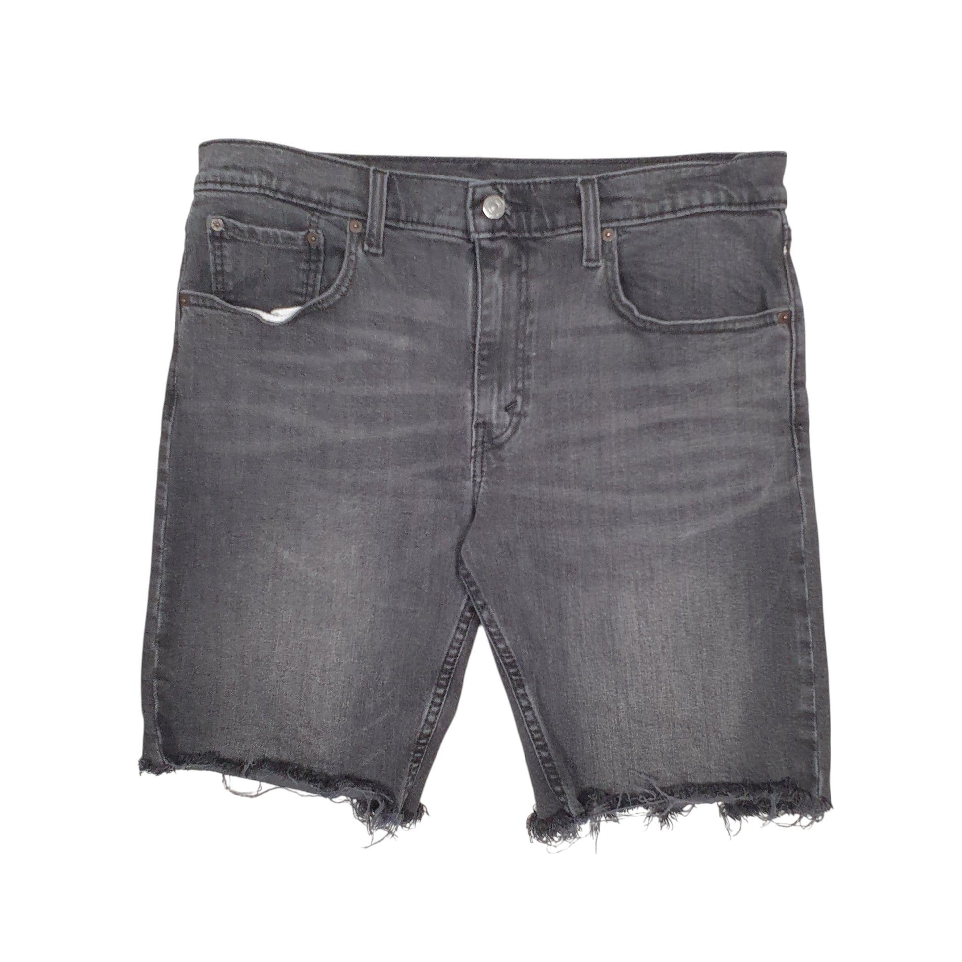 Mens Grey Levis 405 Cut Off Denim Shorts