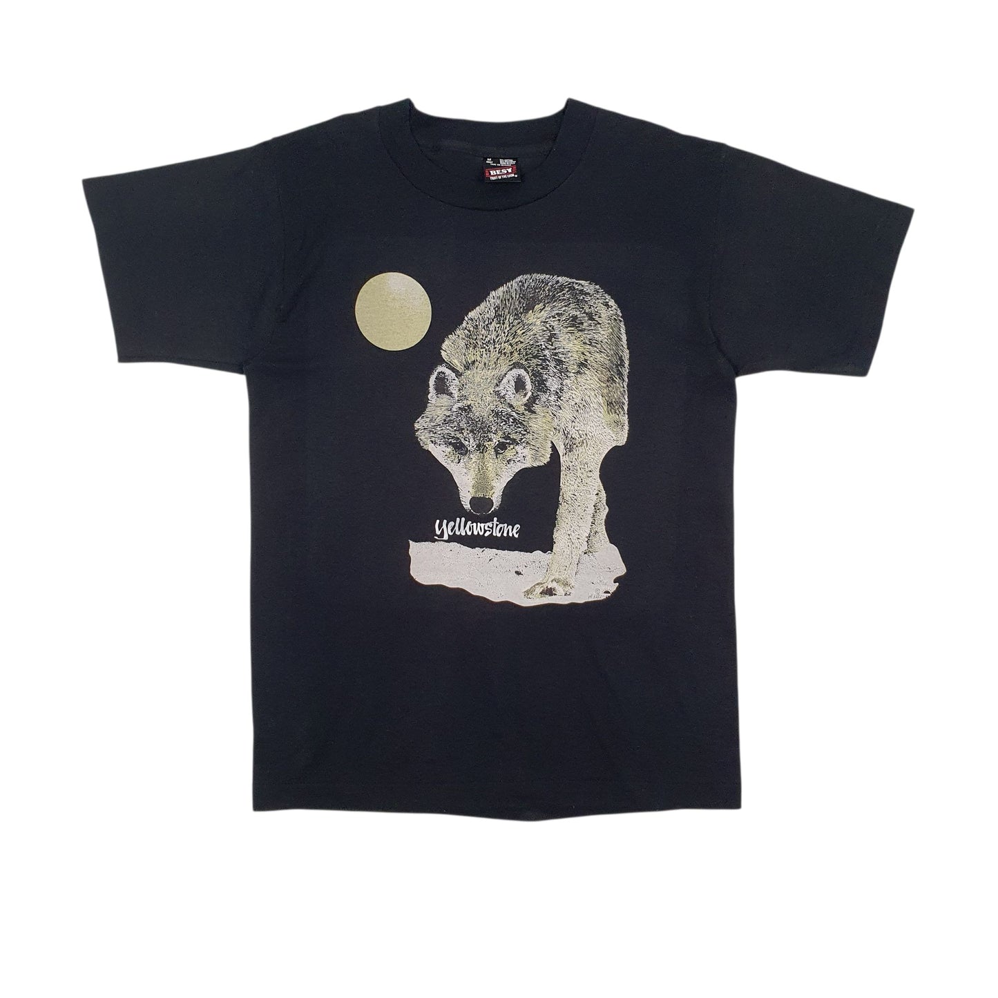 Mens Black Fruit Of The Loom Single Stitch Vintage 90s Short Sleeve T Shirt