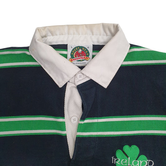 Mens Green Barbarian Irish Rugby Hoodie Polo Shirt