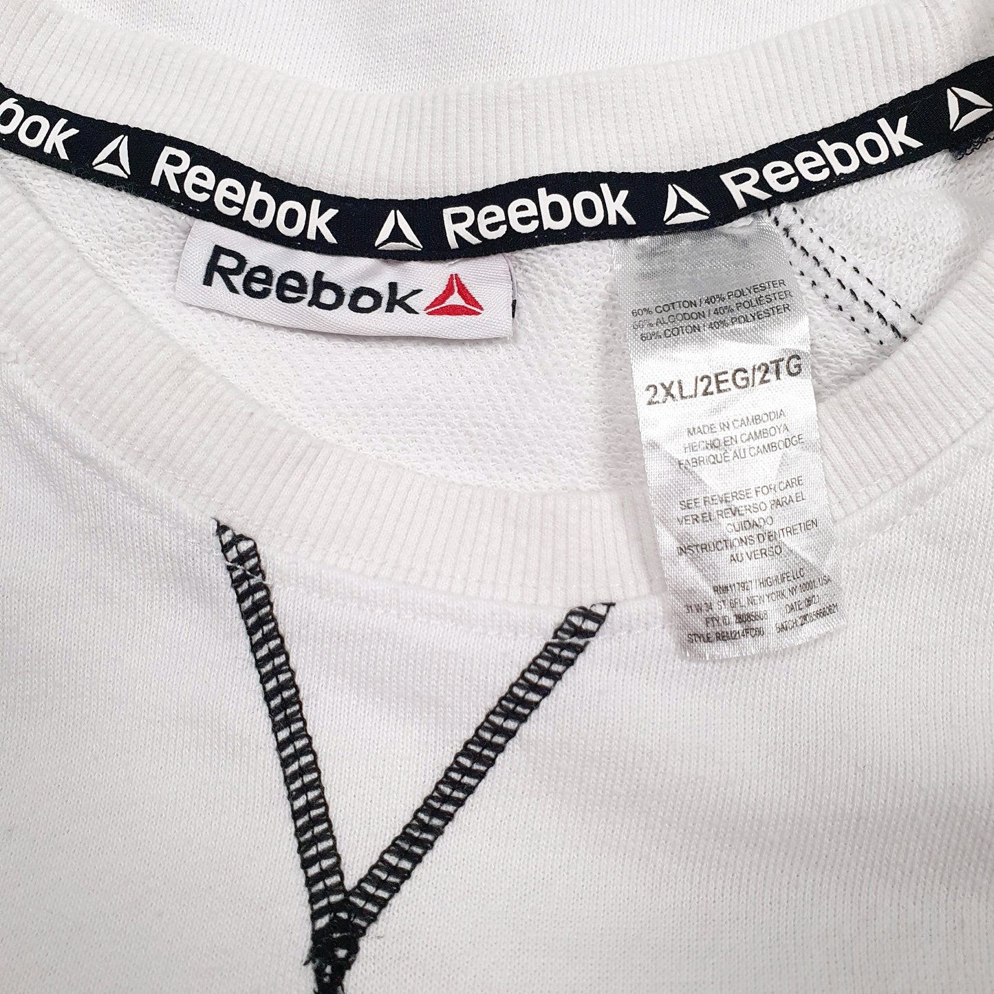 Mens White Reebok Spellout Crewneck Jumper