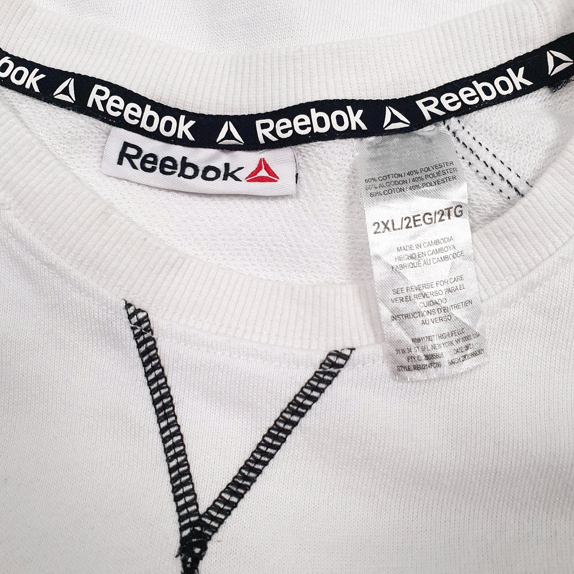 Mens White Reebok Spellout Crewneck Jumper