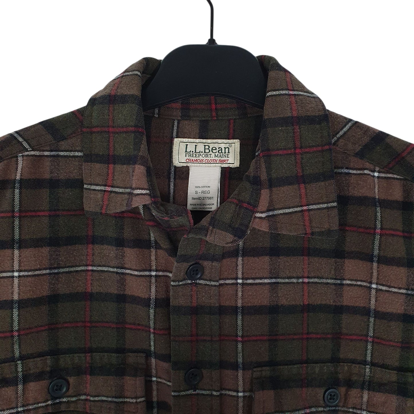 Mens Brown L.L.Bean Thick Chamois Plaid  Shirt