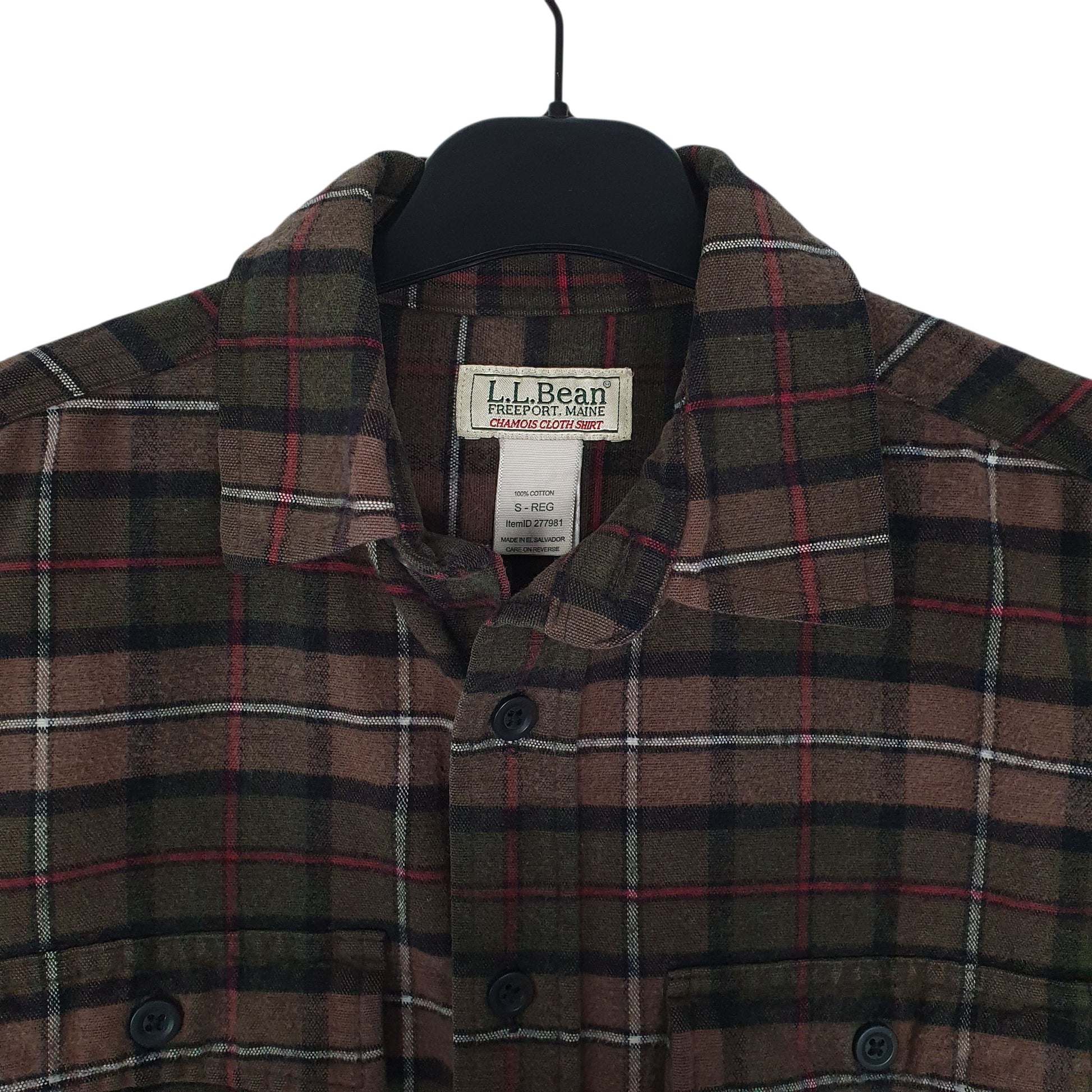 Mens Brown L.L.Bean Thick Chamois Plaid  Shirt