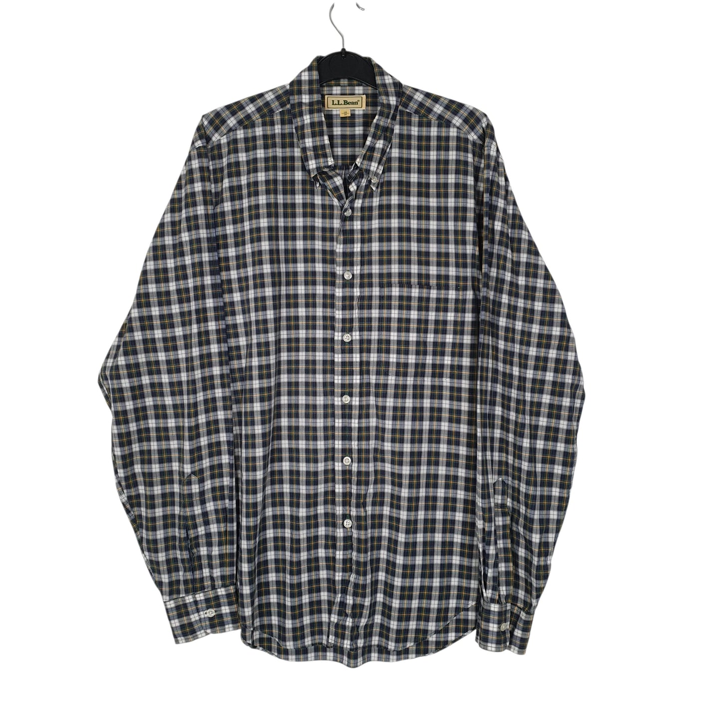 Mens Navy L.L.Bean Vintage 90s Long Sleeve Shirt