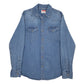 Mens Blue Wrangler Denim Pearl Snap Long Sleeve Shirt