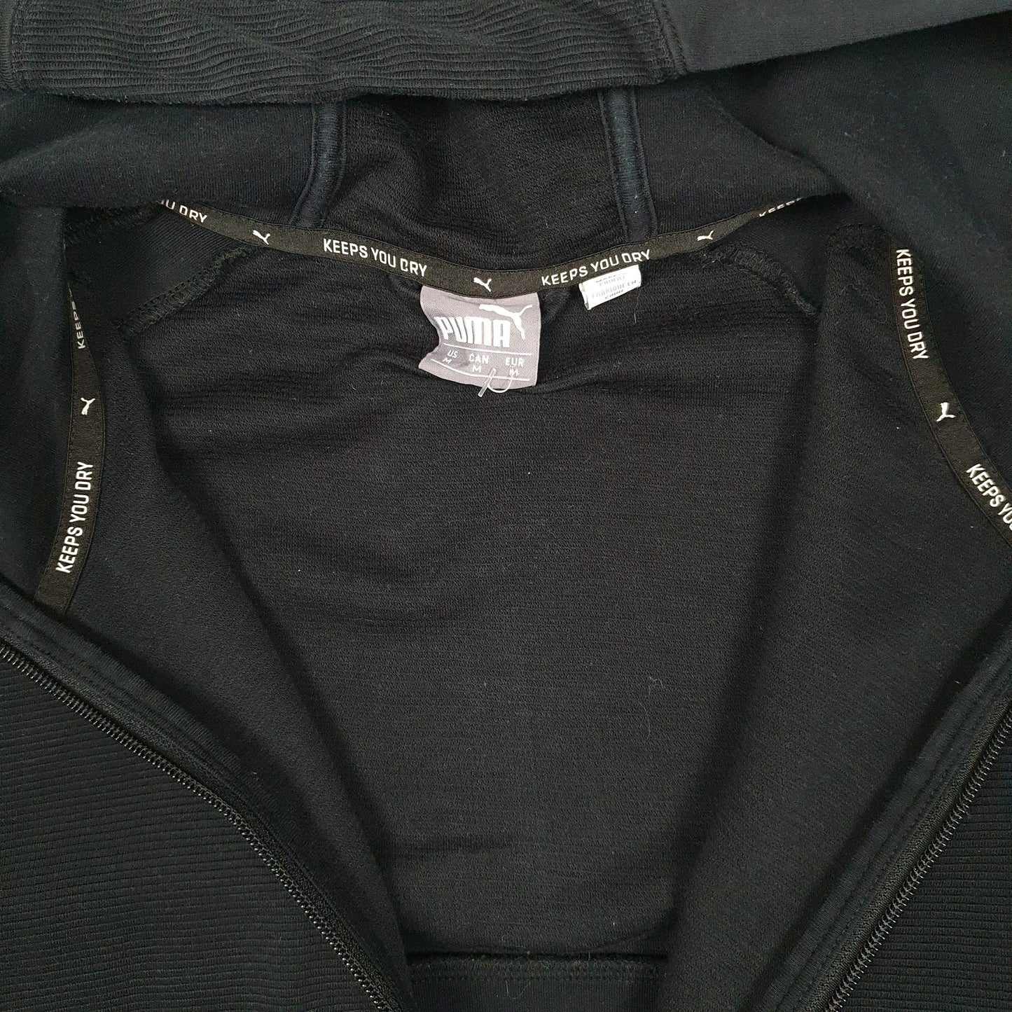 Mens Black Puma Hoodie Full Zip Jumper