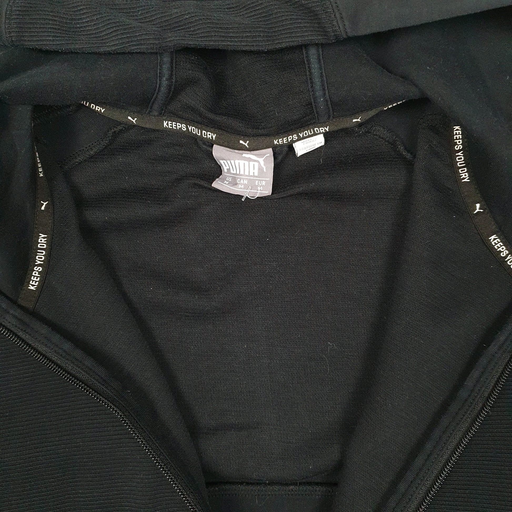 Mens Black Puma Hoodie Full Zip Jumper