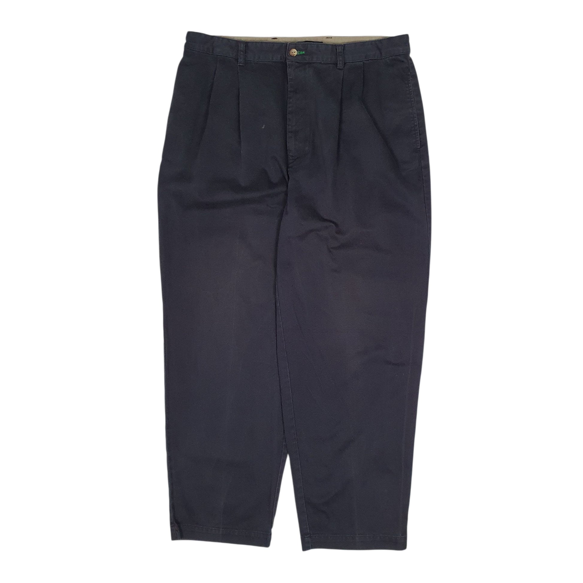 Mens Black Tommy Hilfiger Vintage 2000s Double Pleated Chino Trousers