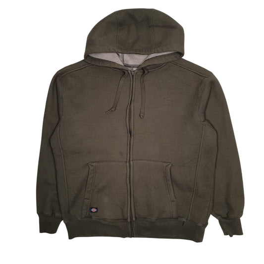 Mens Green Dickies Hoodie Fleece Lined Full Zip Jumper