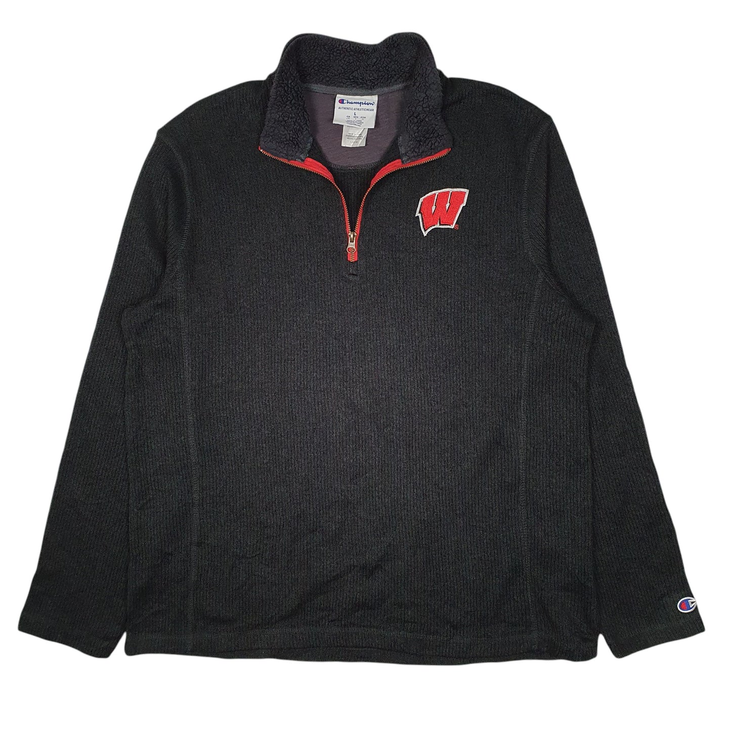 Mens Grey Champion Wisconsin Badgers Quarter Zip Jumper