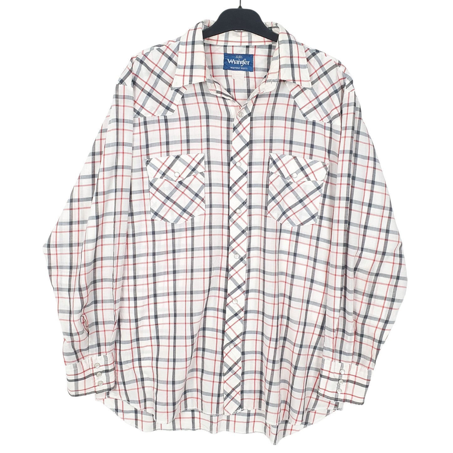 Mens White Wrangler Vintage Western Pearl Snap Long Sleeve Shirt