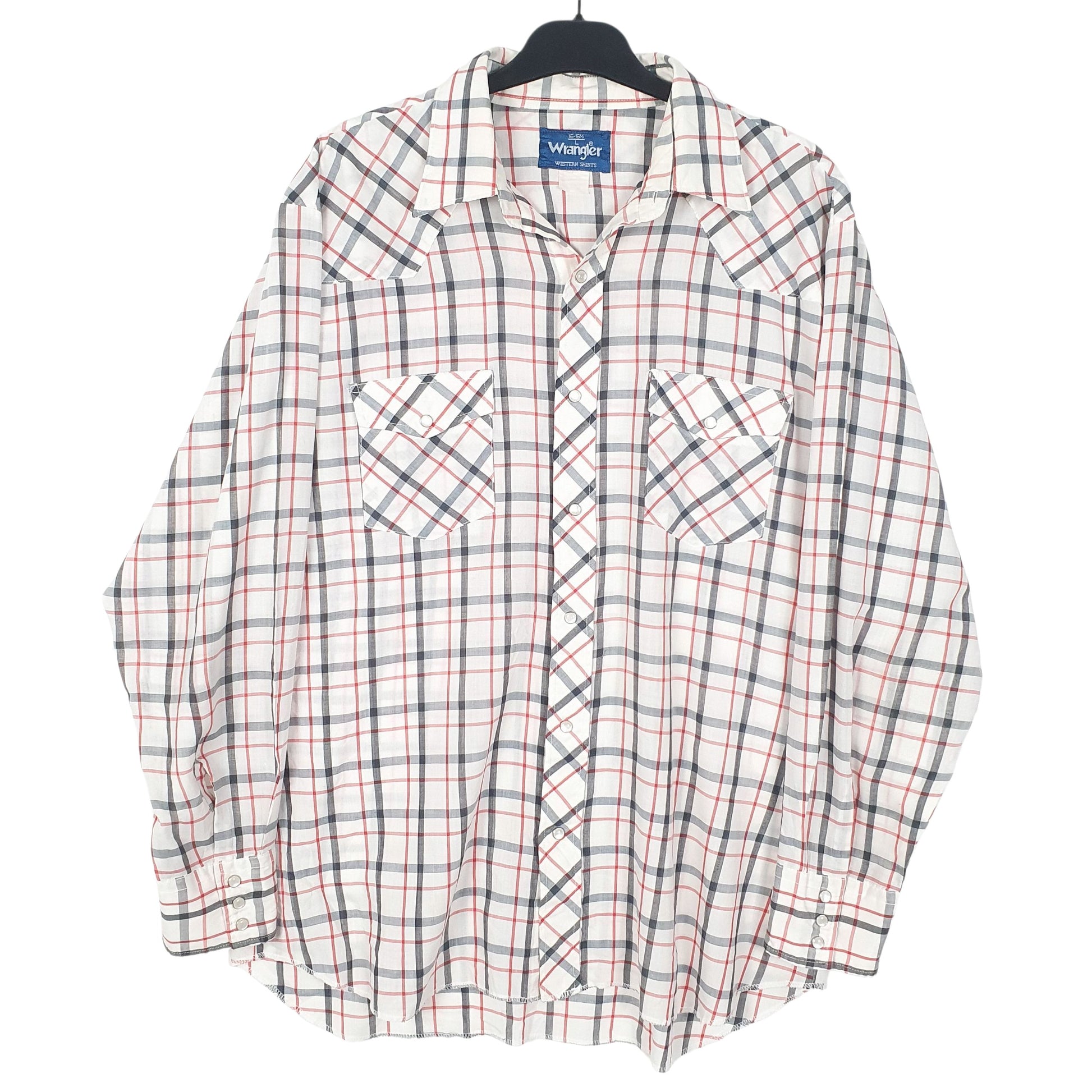 Mens White Wrangler Vintage Western Pearl Snap Long Sleeve Shirt