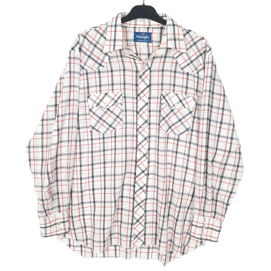 Mens White Wrangler Vintage Western Pearl Snap Long Sleeve Shirt