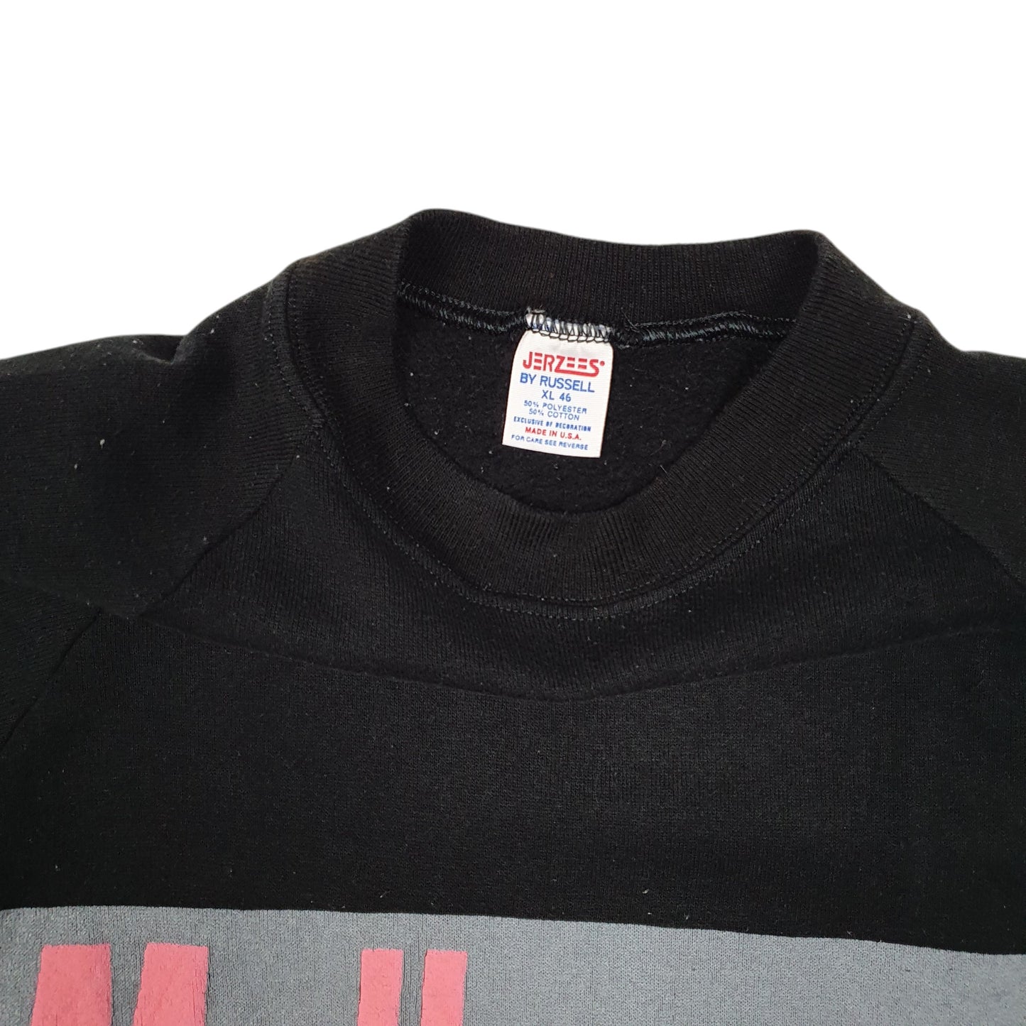 Mens Black Jerzees Vintage 1980s Made In USA Melbourne Crewneck Jumper