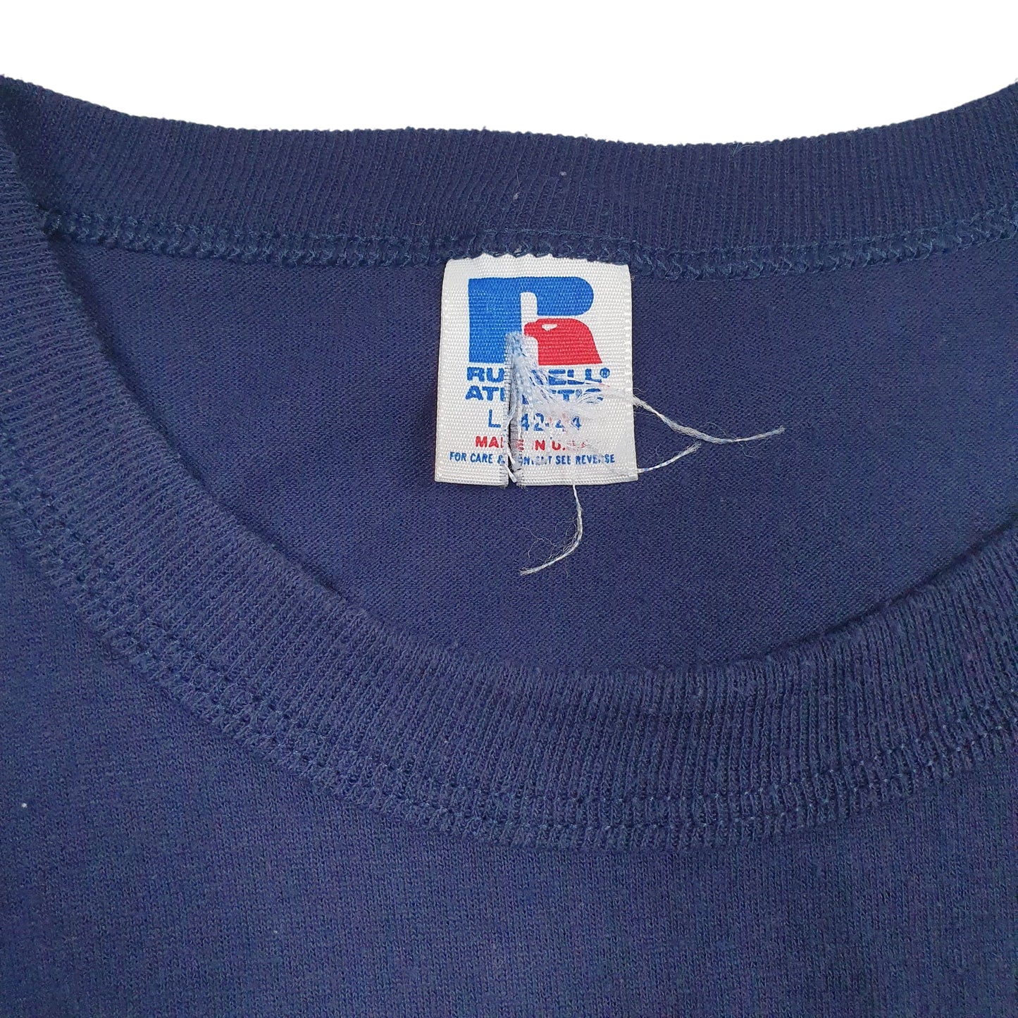 Mens Navy Russel Athletic Single Stich Made In USA  T Shirt