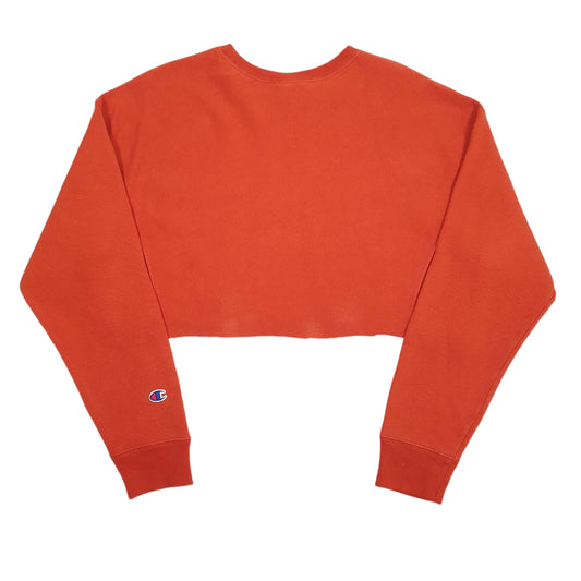 Mens Orange Champion Crop Top Reverse Weave Crewneck Jumper
