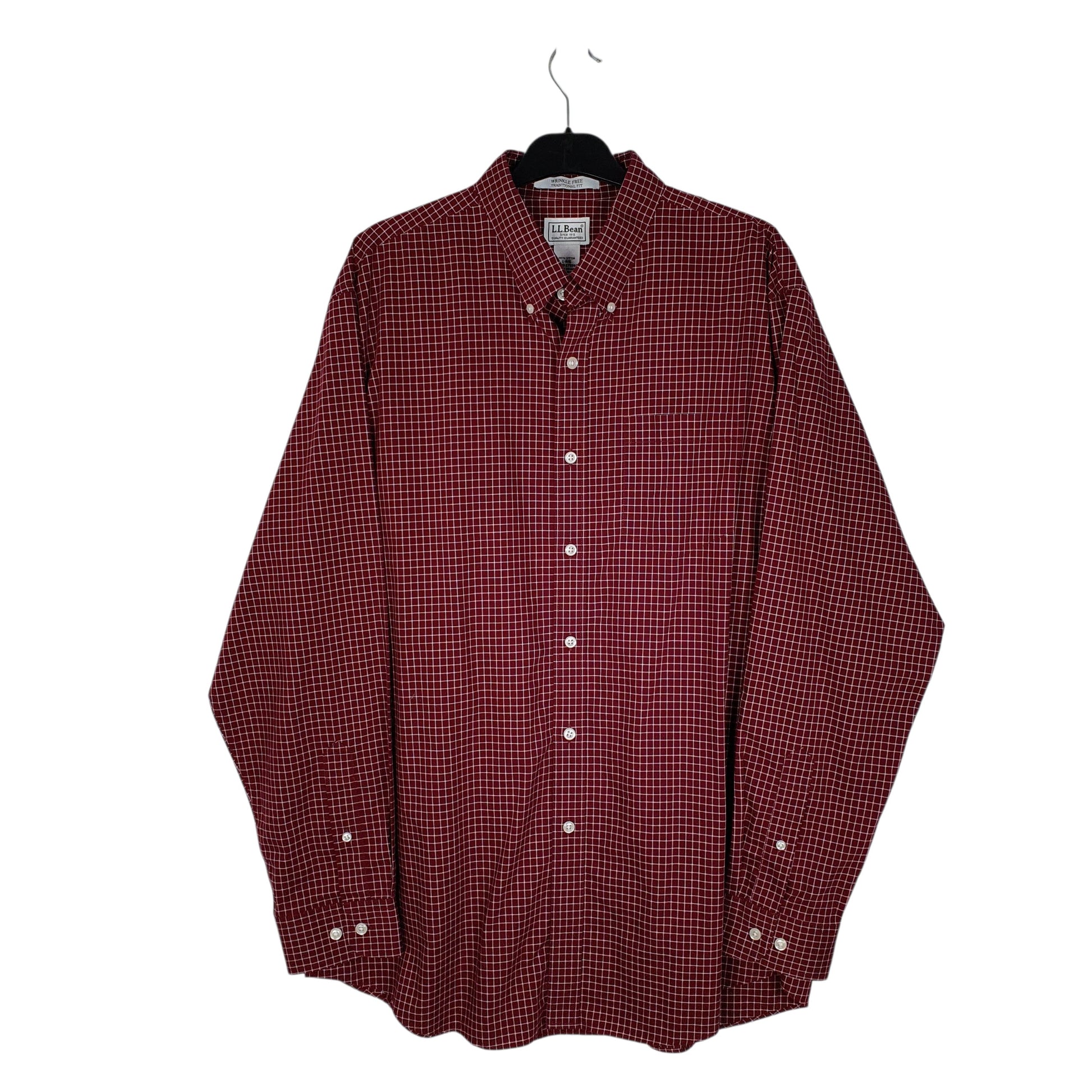 Mens Burgundy L.L.Bean  Long Sleeve Shirt
