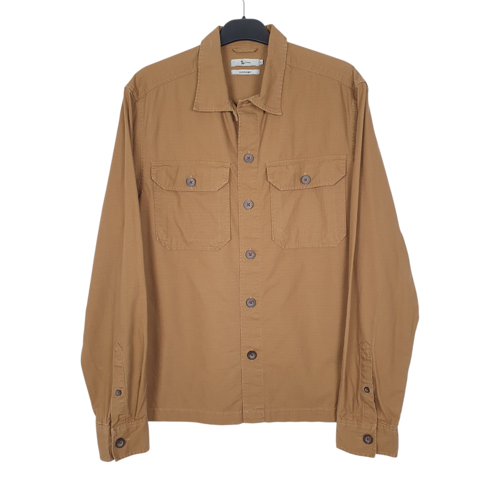 Mens Beige Tu Overshirt Long Sleeve Shirt