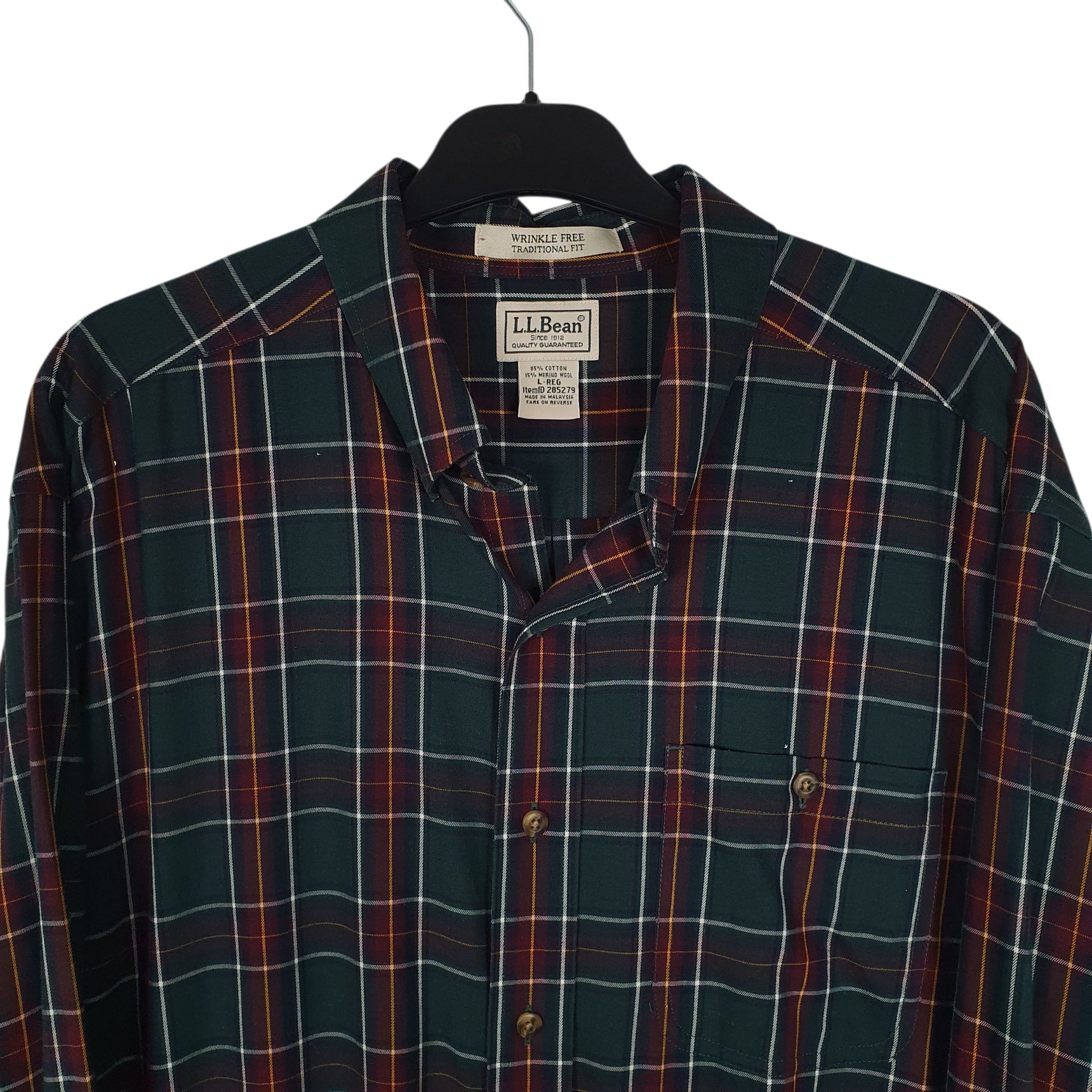 Mens Green L.L.Bean Traditional Fit  Shirt