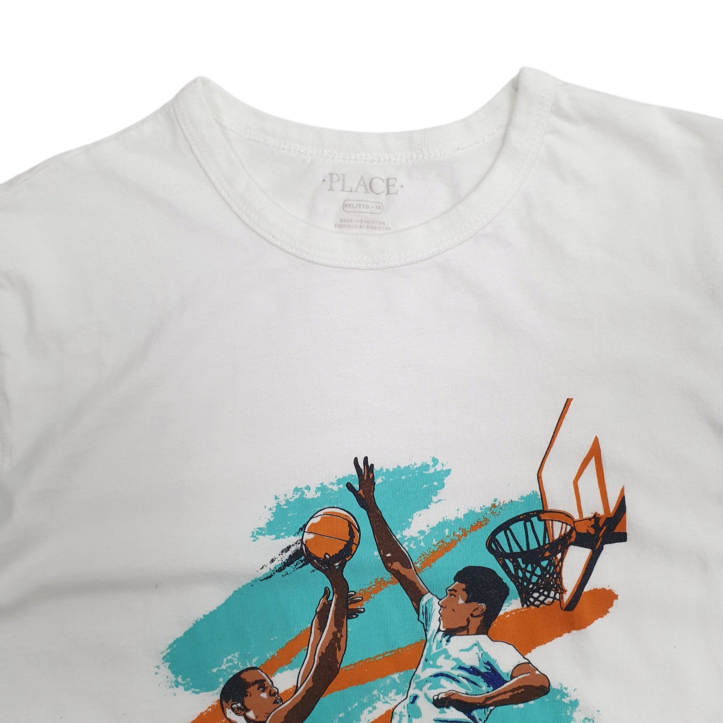 Mens White Place Basketball  T Shirt