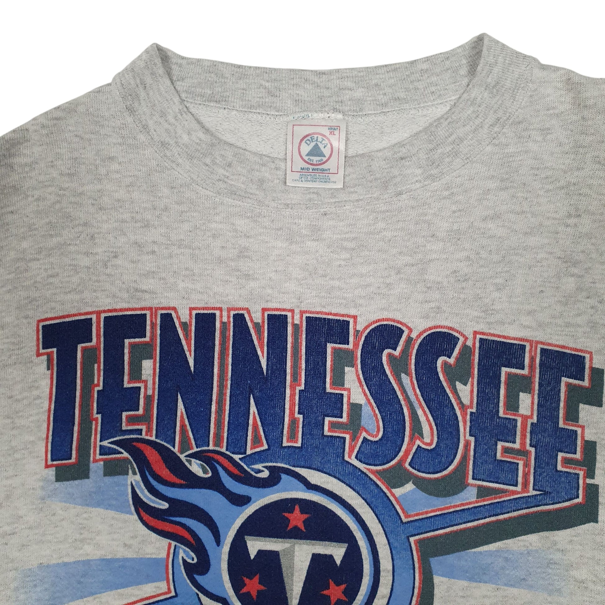 Mens Grey Delta Tennessee Titans Football NFL Vintage 90s Crewneck Jumper